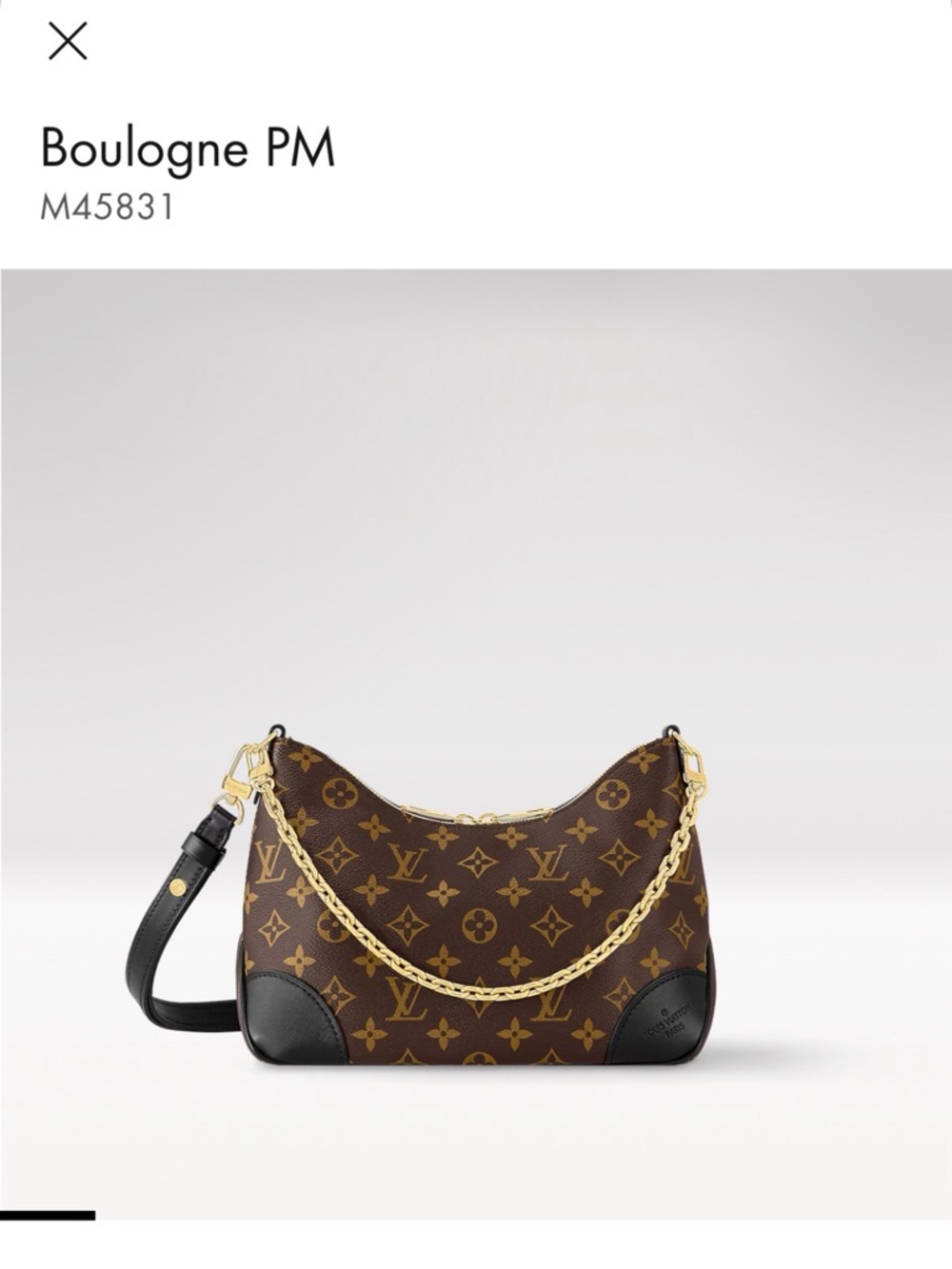 Louis Vuitton Brown Monogram Shoulder Bag with Gold Chain